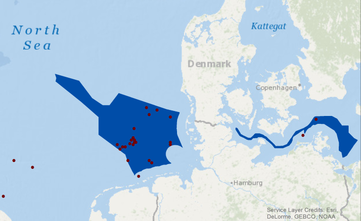 Windarks in the exclusive economic zone of Germany