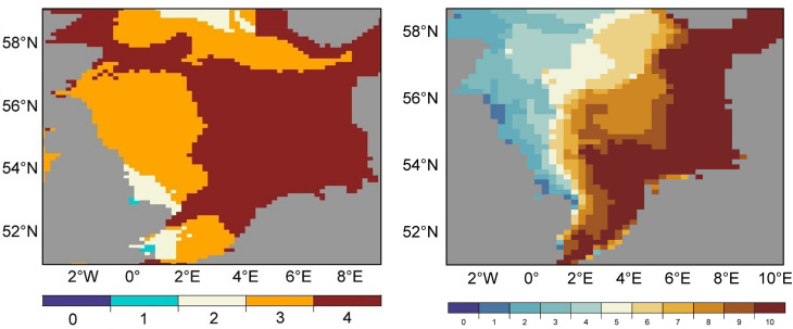 climate change signals of the 30-year mean storm surge & sign. wave height